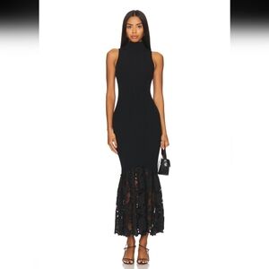 NWOT Saylor Rhiannon Midi Black Dress Lace Hem Size Small